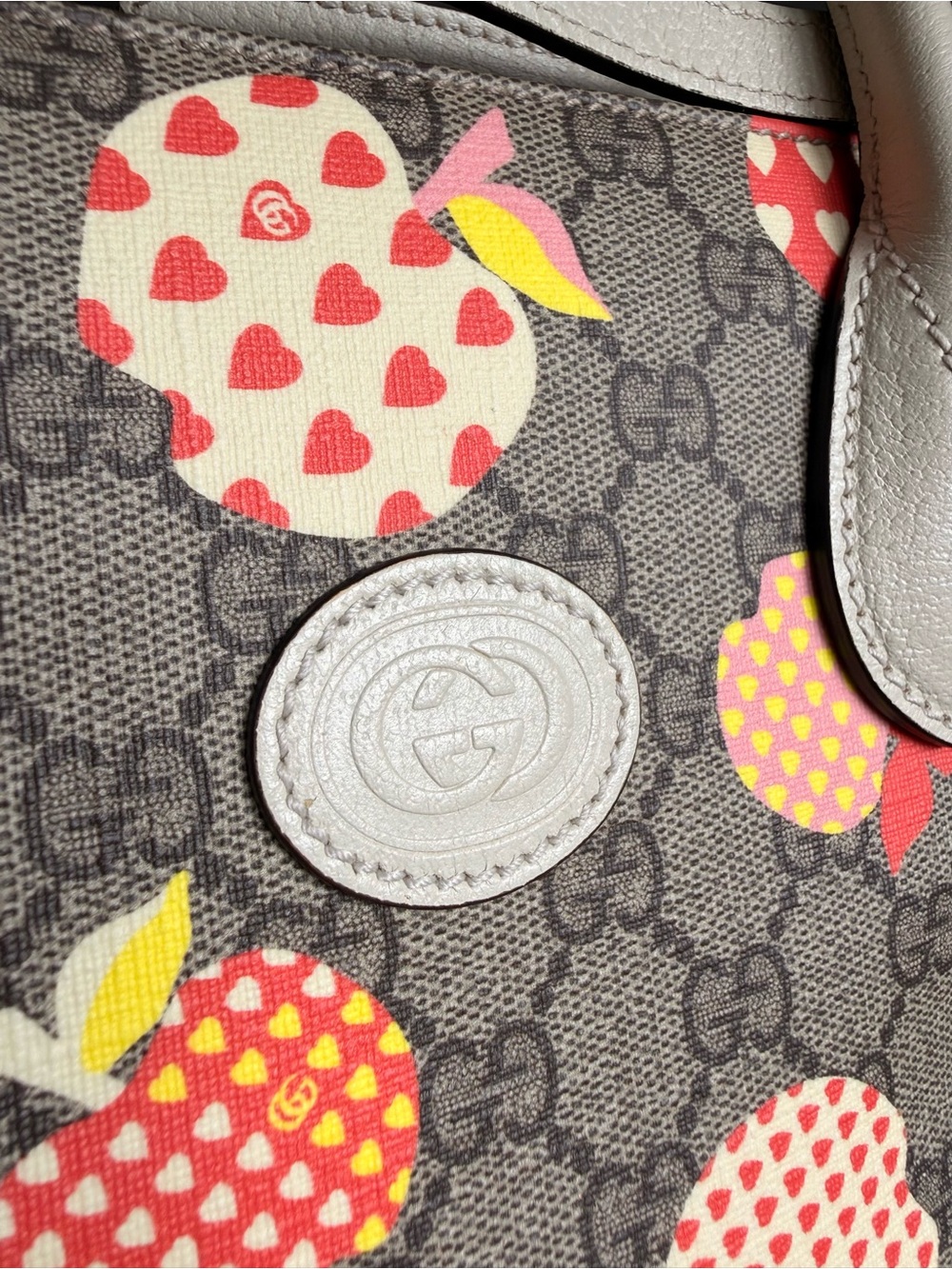Gucci Les Pommes GG Supreme Small Tote Bag Apple Print Crossbody 659983 - Picture 12 of 16